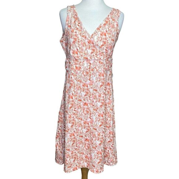 Eddie Bauer Peach and Beige Sleeveless Crossover Dress Size Medium - Picture 1 of 8